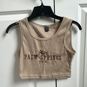 SHEIN Tan Sleeveless Fitted Crop Tank Top